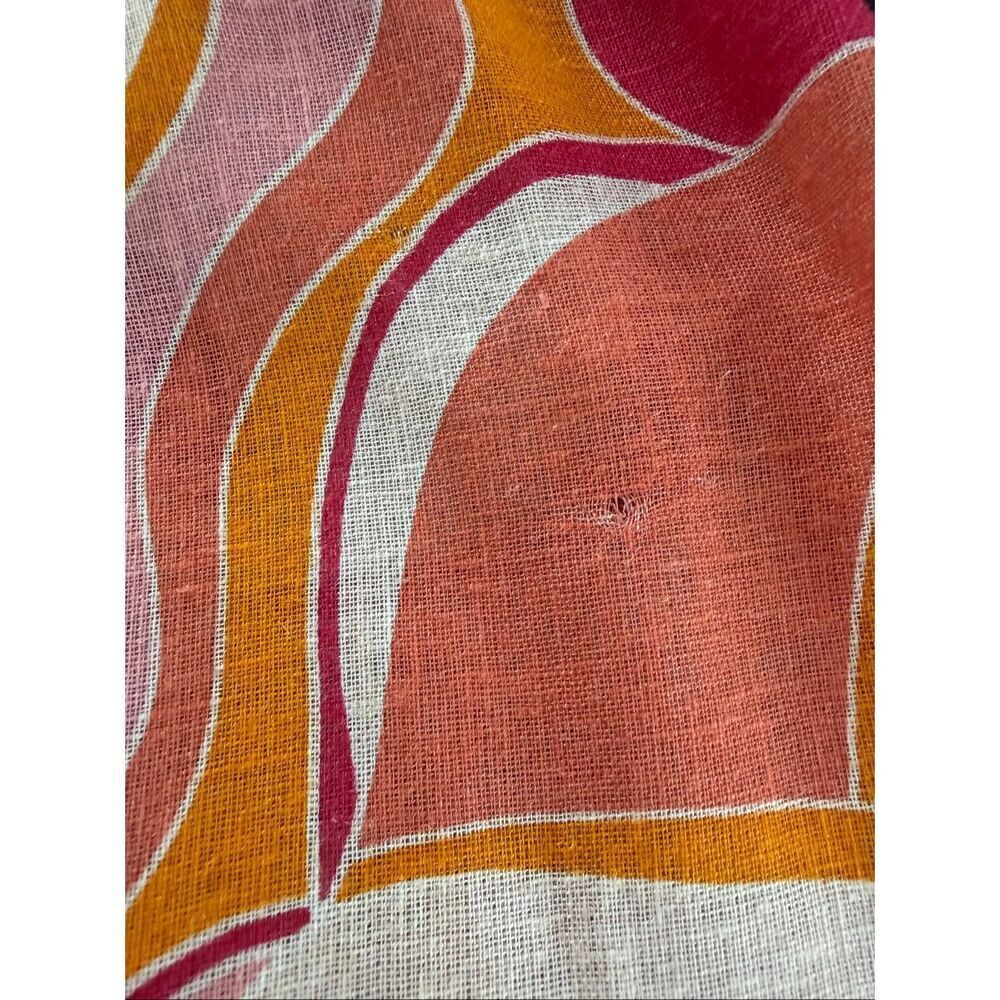 Rachel Zoe Linen Blend Maxi Dress Pink Orange Abstract Print Tassel Shell Size L - Picture 10 of 12